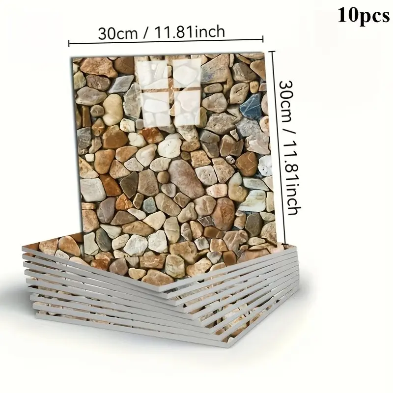 10 pieces of self-adhesive wall paper imitating brick and stone, Brick Wallpaper Peel And Stick, with removable backing, easy to install without glue, removable and tearable, suitable for kitchens, bathrooms, living rooms | Real stone