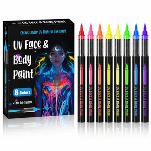 UV Fluorescent Marker Pen Set, 8/16 Colors Neon Light Reaction, Party Props, Holiday Decor, DIY Glow Art, Halloween Cosplay, Night Activities