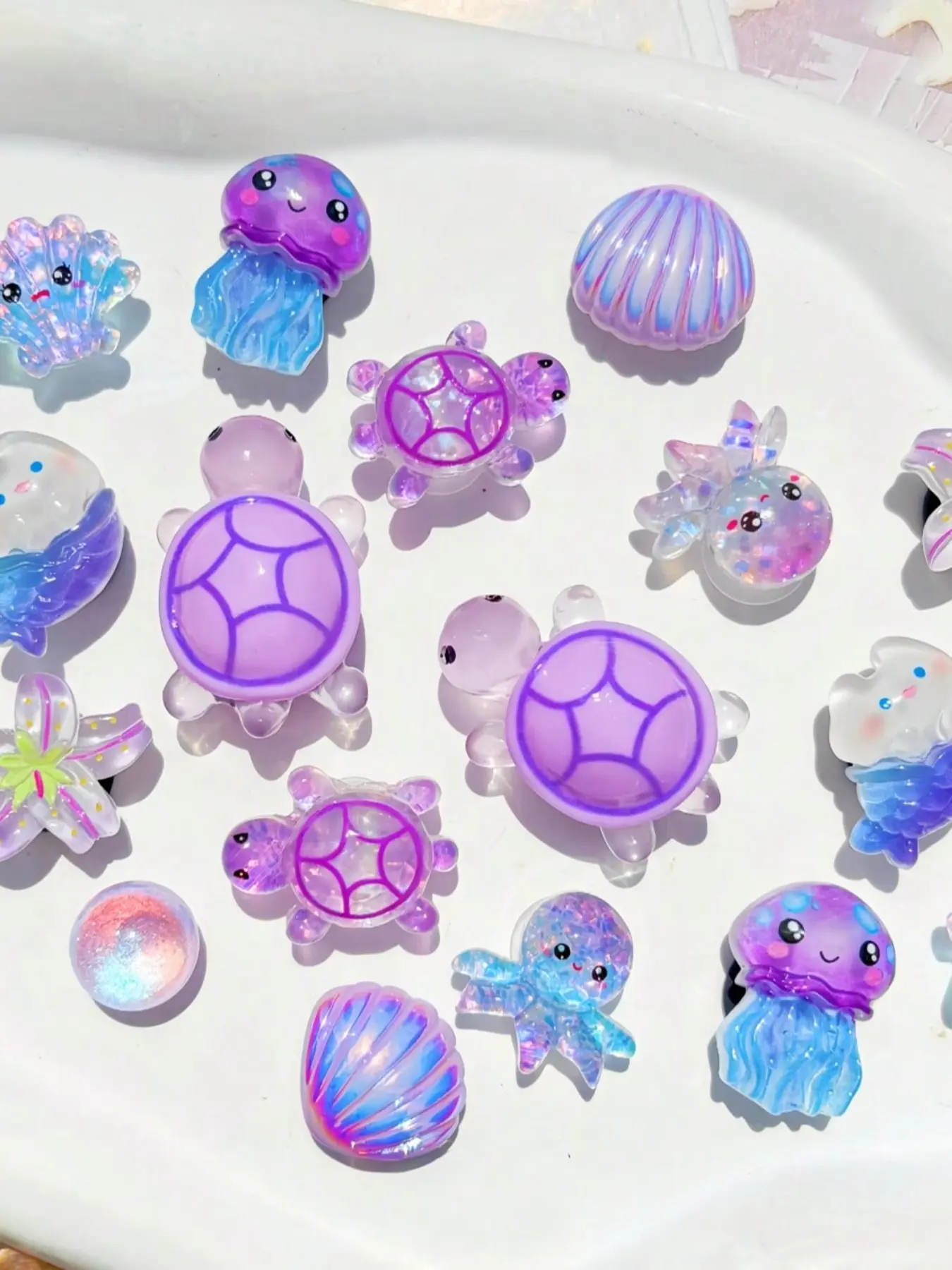 20pcs Ocean Series Decorative Shoe Flower Decorations, Octopus, Jellyfish, Turtle, Shell, Fish, Star, DIY Sandal Accessories, Shoe Charms for Sneakers, Shoe Charm Set, Perfect Gift