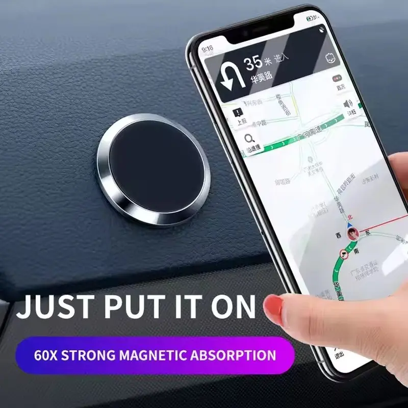 3 Pack Mini Flat Stick-On Magnetic Phone Mount, Self-Adhesive Metal Cell Phone Holder for Car Dashboard, Truck, Desk, Wall & Office, Universal Magnetic Smartphone Mount for iPhone, Samsung, Android & GPS Devices, Black/Silver