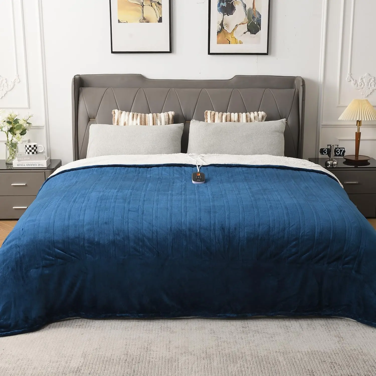 Full Size Electric Heated Blanket - Durable Flannel & Soft Sherpa, Dual Control, 77x84", 10 Heat Levels, 0.5-12h Auto-Off, Energy Efficient, ETL Certified