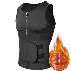 Men's Sauna Compression Garment - Sleeveless Zipper Waist Trainer Undershirt, Fitness Workout Vest for Sports