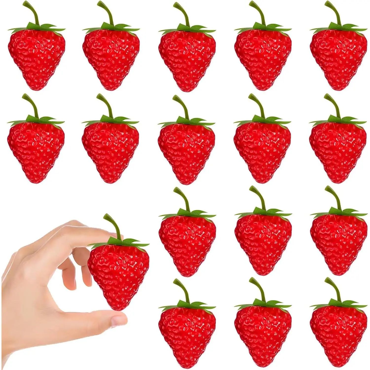 20 count  Strawberries, Plastic Artificial Strawberries, Faux Realistic Strawberry Decor Mini Fruit  Ornaments Display Photo Props for Strawberry Cake Party Decorations