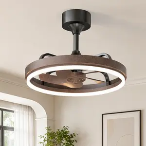 ARCH 20.5" Rustic Brown Ceiling Fan with Lights Remote & APP Control, Downrod Mount Dimmable LED Fandelier, 6 Speeds Quiet DC Motor, Modern Ceiling Fan for Bedroom Living Room, Neutral White 3100K-4200K, Brown Color Options, Acrylic/Aluminium+Iron