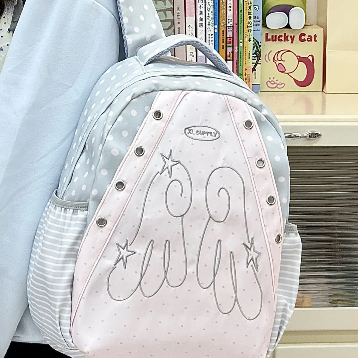 Star Print Backpack for Girls, Japanese Korean Style Student School Bag, Cute Lightweight Travel Backpack, Fashion Campus Daypack