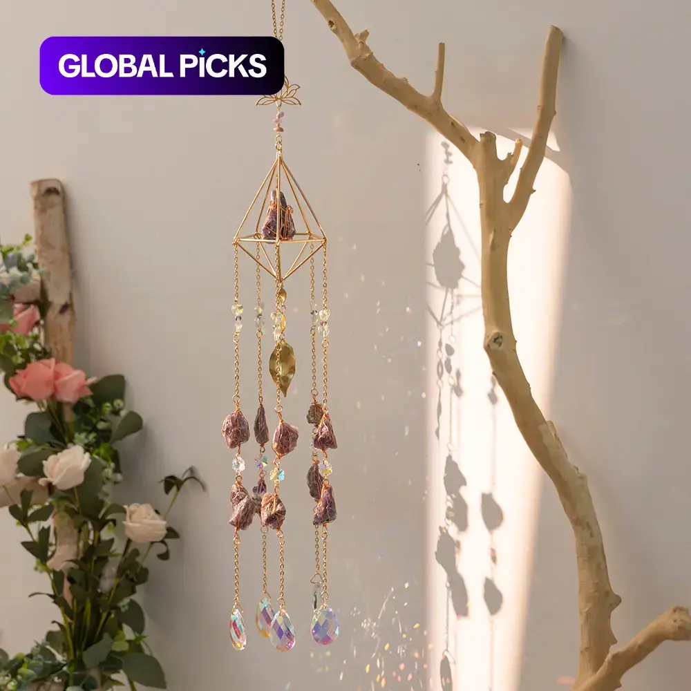 Crystal Light Catcher, Hanging Wind Chime Garden Patio Window Sun Catchers，Rainbow Maker Outdoor lndoor Decoration, Bohemian Style Light Catcher Prism