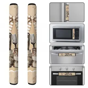 2pcs Vintage Plaid Bow Pattern Microwave and Refrigerator Handle Covers, Suitable for Fridge, Microwave, Oven, Dishwasher Handles, C26031801 (70)