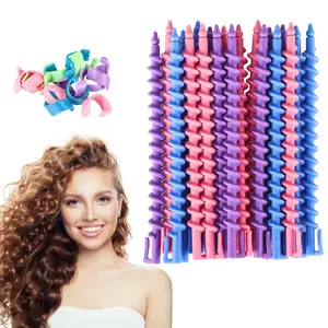 100 Pcs Spiral Perm Rods Heatless Hair Curlers Kit, Plastic Wave Curling Rods for Long Hair Custom Hairstyles, Random Colors