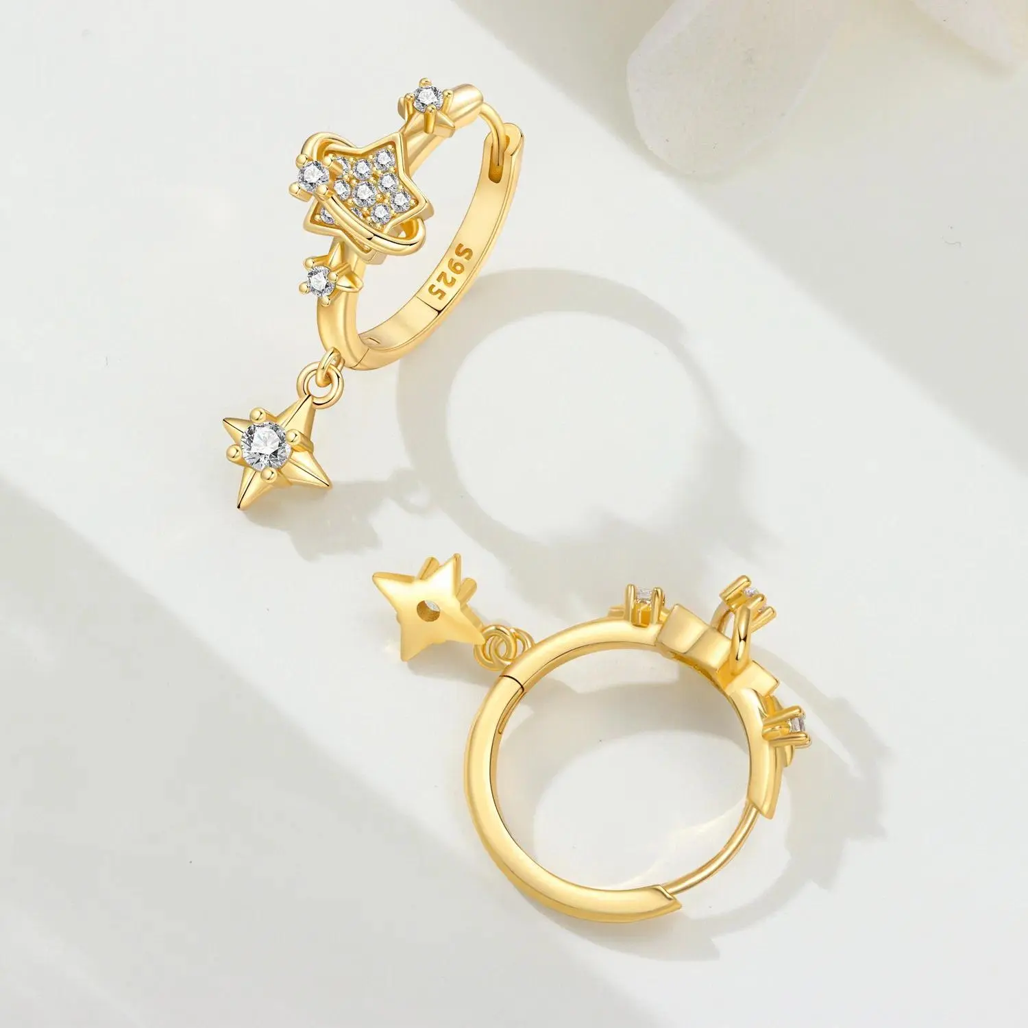 Original 925 Sterling Silver Planet Starlight Earrings Fashion 18K Gold Hoop Earring for Women Piercing Jewelry Aretes Gifts