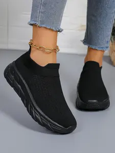 Women's Breathable Knit Sports Shoes, Lightweight One-Step Sneakers, Cushioned Support, Stability, Shock Absorption, All-Day Comfort