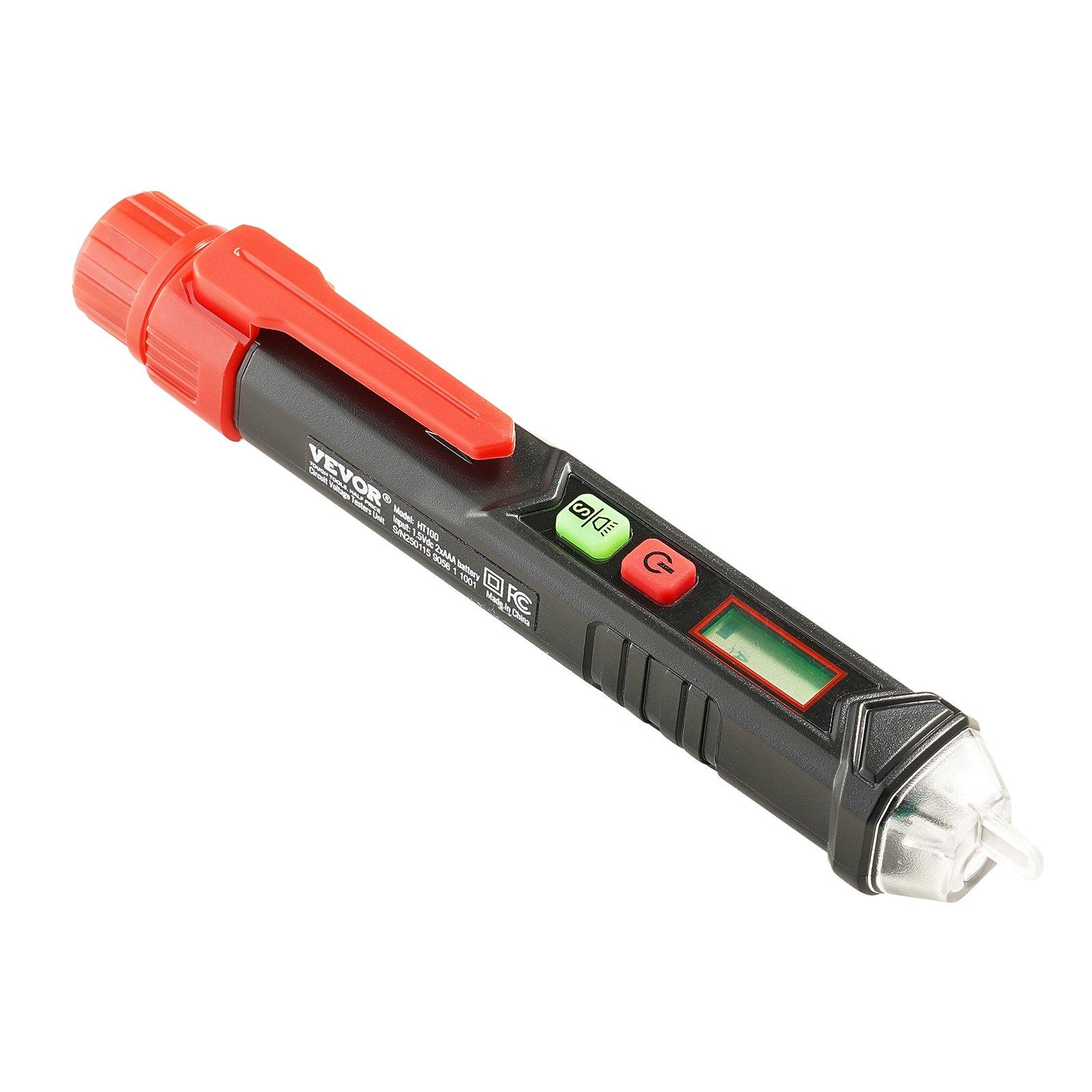 VEVOR Voltage Tester, Non-Contact Voltage Detector with Adjustable Sensitivity, Dual Range AC 12V-1000V/48V-1000V Live & Null Wire Tester Pen with Visual and Audible Alarms, CAT III 1000V Rating