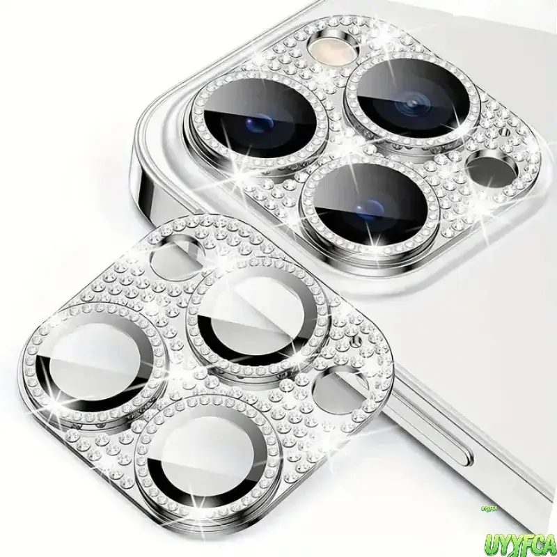 Glitter Rhinestone Camera Lens Protector with a Diamond Metal Ring, Case Friendly Tempered Glass, Scratch Resistant & Self Adhesive, Phone Accessories, Bling Phone Accessory, With Protector, Smartphone Accessories,back to school,back to school haul