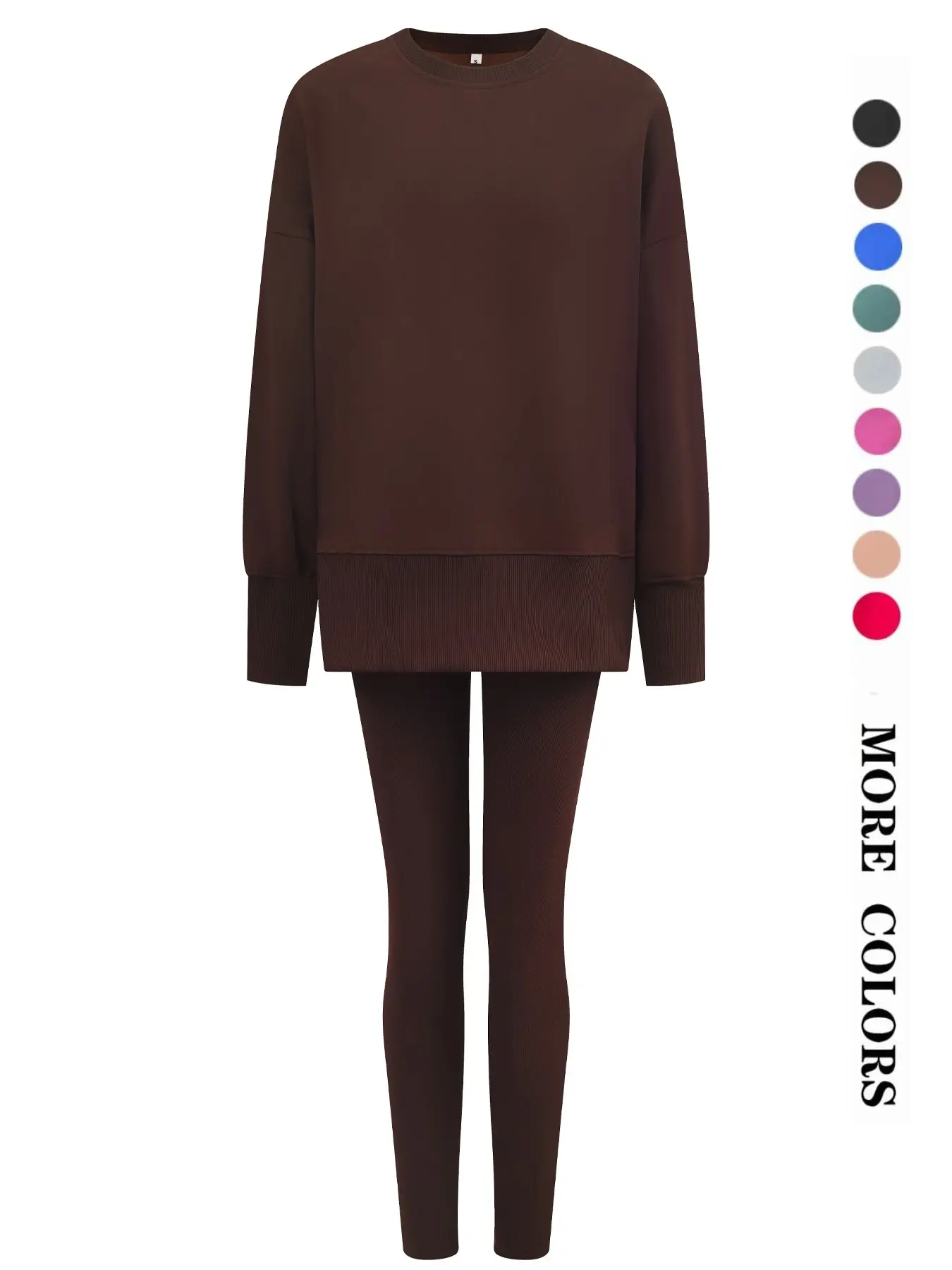 Women's Oversized Side Slit Sweatshirt Batwing Sleeves Crew Neck Tunic Length Pullover For Spring Casual Wear Versatile Oversized Side Slit Sweatshirt | From Yoga Mat To Coffee Run | Batwing Sleeves, Crew Neck Premium Soft Fleece Oversized Sweatshirt | Si