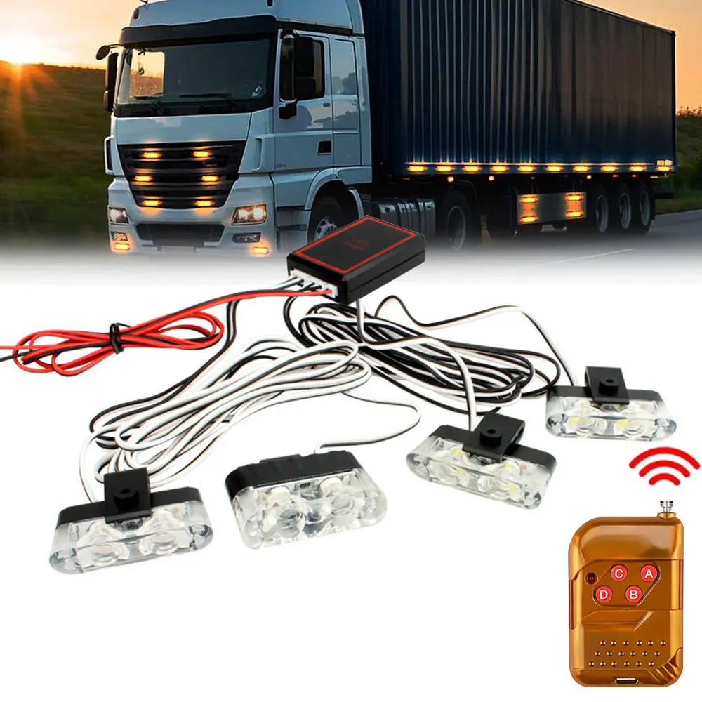 4-In-1 Car Grille Light with Remote Control, Suitable for LED Light Installation on The Front Grille of a Truck, led beacon lights
