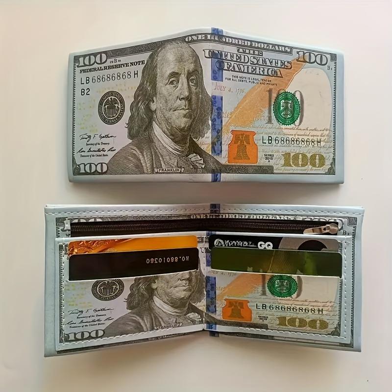 Retro US Dollar Pattern Ultra-Thin Wallet, PU Leather Zippered Coin Purse, Foldable Business Card Case crossbody bags women shoulder tote handbags luxury designer real