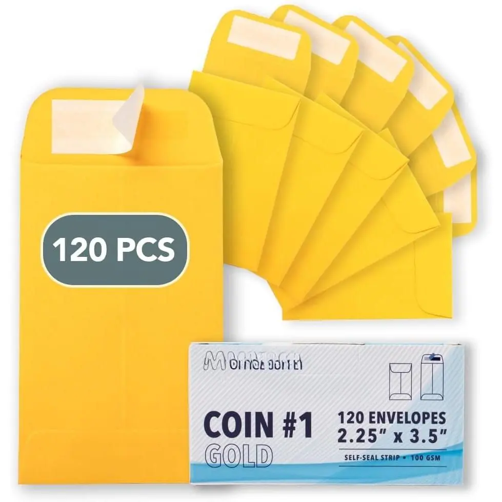 MOS #1   Envelopes 2.25 x 3.5 Inch 120 Pack — Self-Seal Yellow Small Envelopes for , Seeds, Small , Collectibles, , Craft Storage