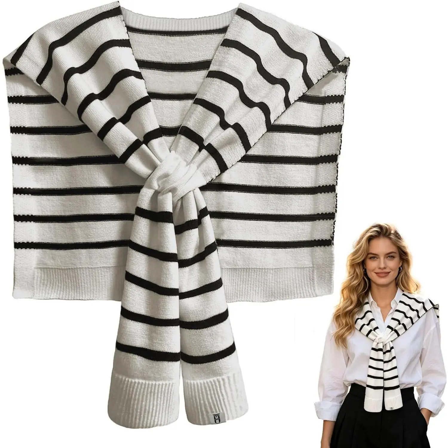 Women's Khaki Knit Shawl, Casual Wrap Style Sweater for Lightweight Layering in Air-Conditioned Rooms, Fashion