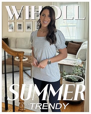 WIHOLL Tops for Women Summer Casual Ruffle Trim Sleeve Square Neck T Shirts