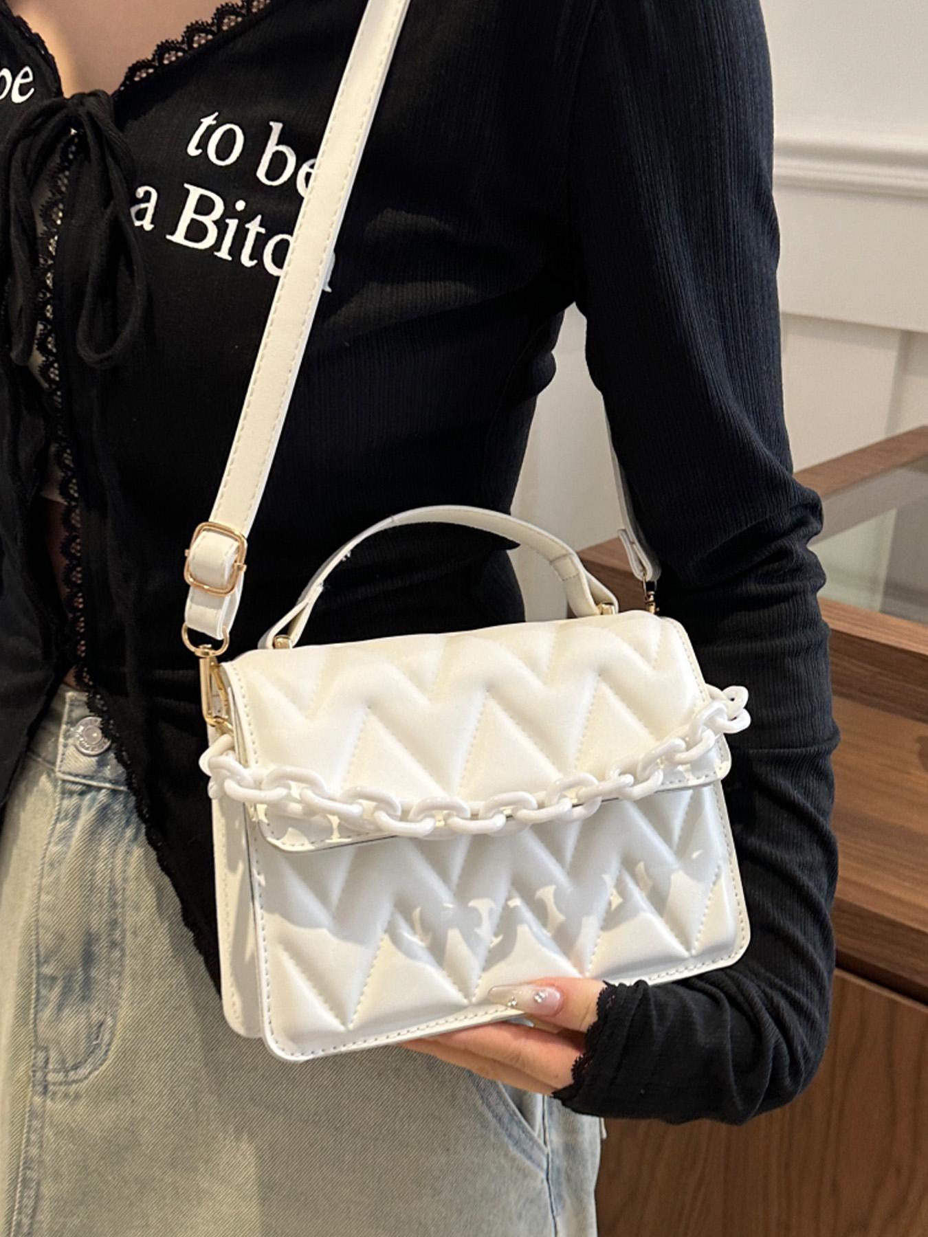 Women's Fashionable Quilted Design Handbag, Casual Versatile Chain Strap Crossbody Bag for Daily Used, Trendy All-match Commuter Bag