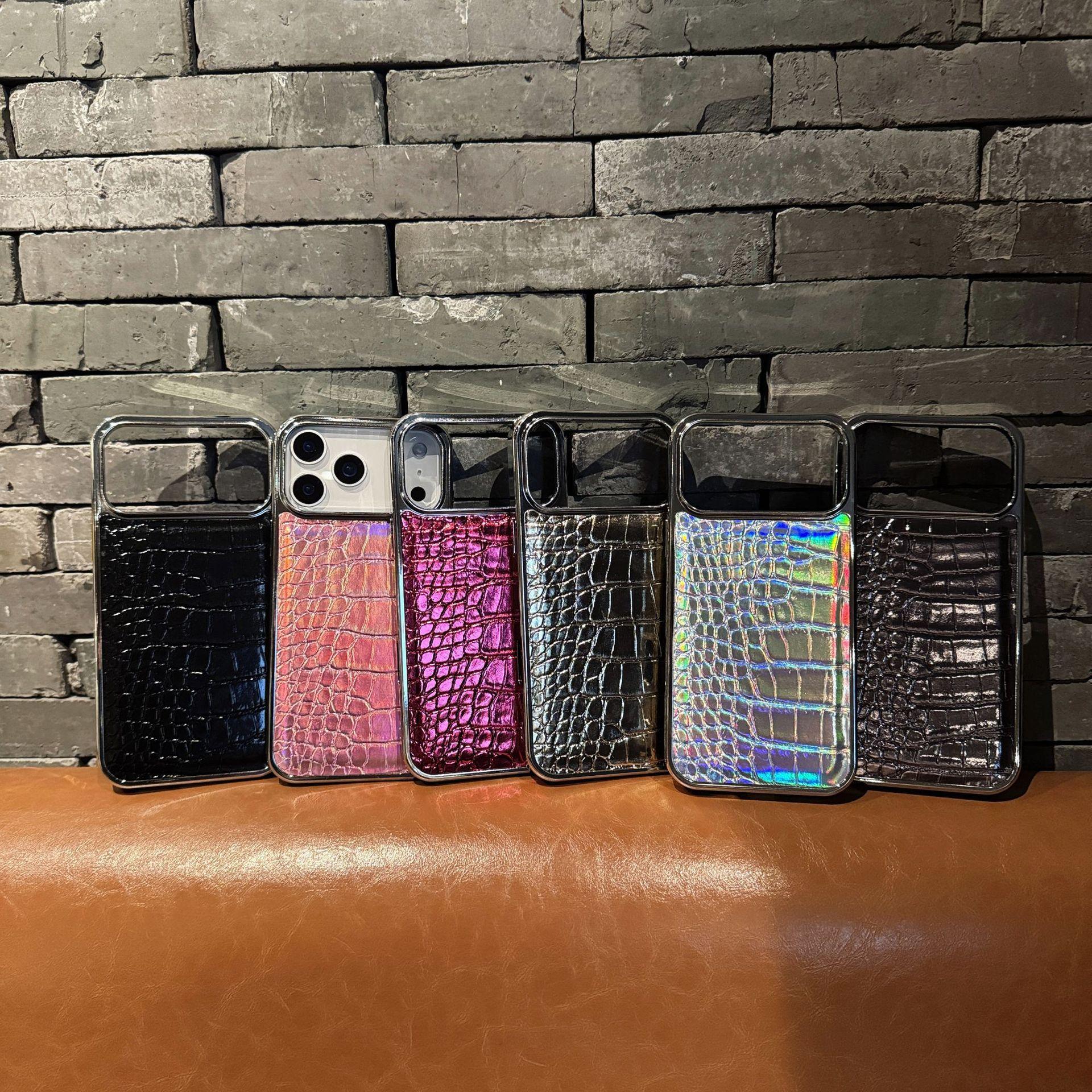 Iridescent Electroplated crocodilePattern Case Suitable for iPhone17, iPhone 16 Pro Max, Vegen Crocodile Leather, high-end feel, anti-drop protective cover
