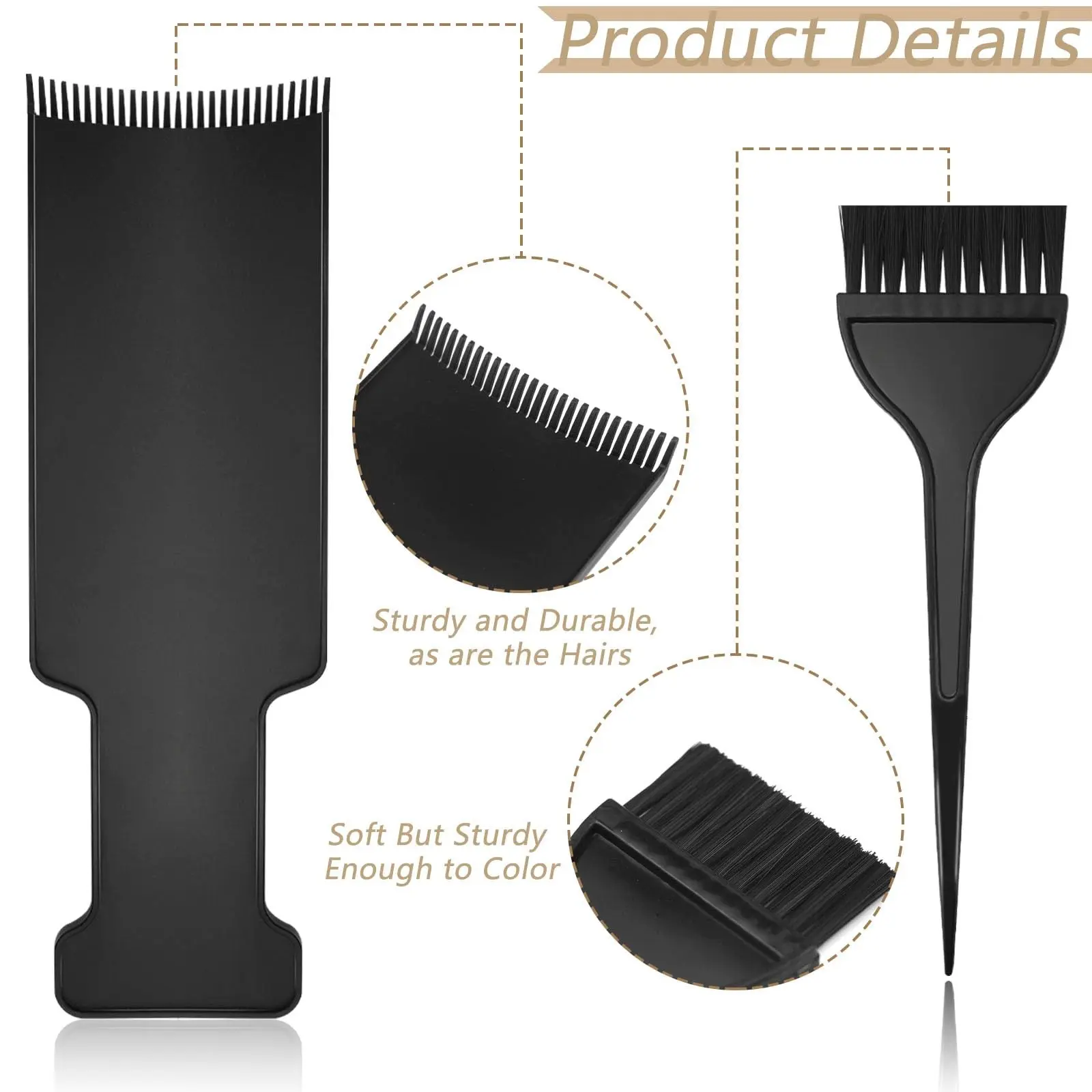 4 Pack Highlighting Tool Kit, Professional Hair Dye Board with Tint Brush, Serrated Non-Slip Design, Salon & Home DIY Hair Coloring Tool