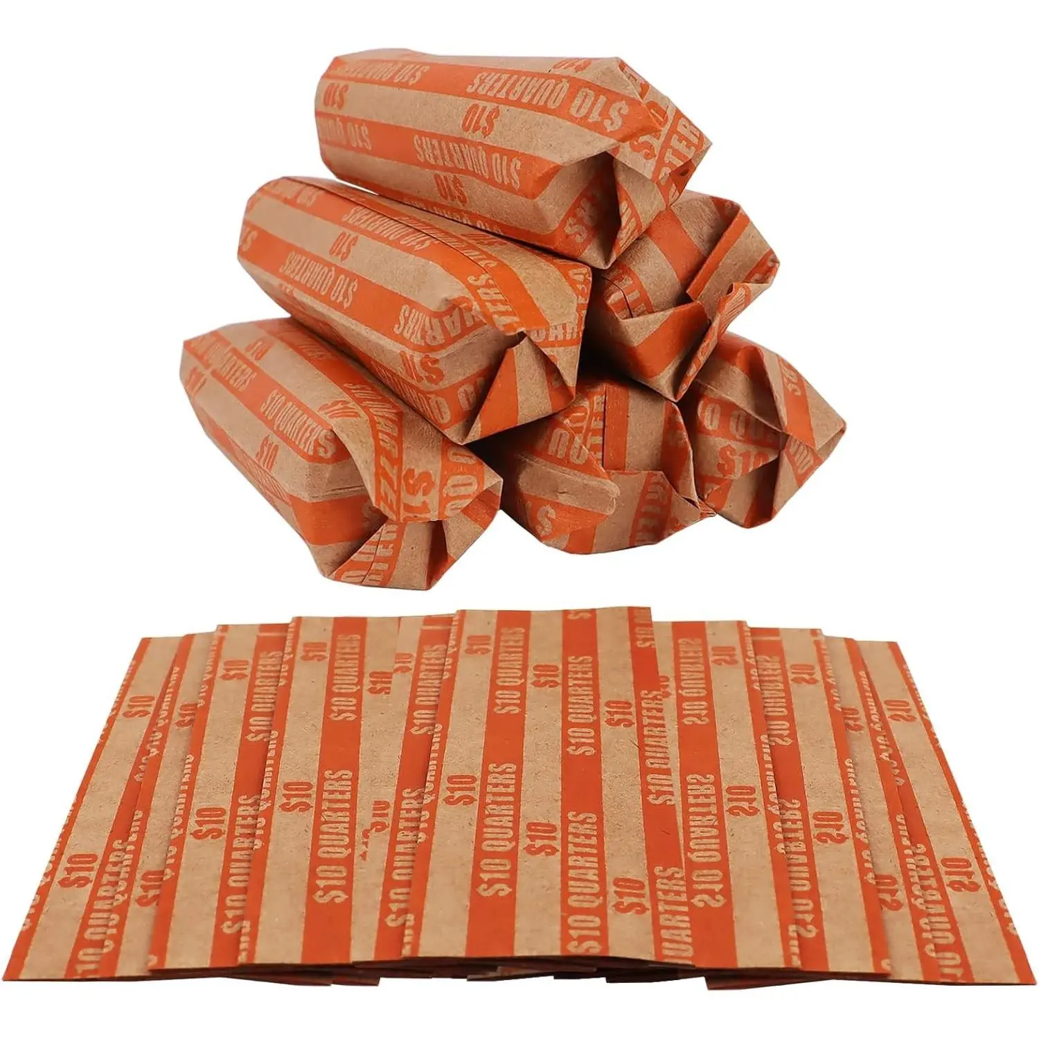 120 PCS Colorful Flat Striped Quarter Coin Roll Wrappers for Coin Sorting