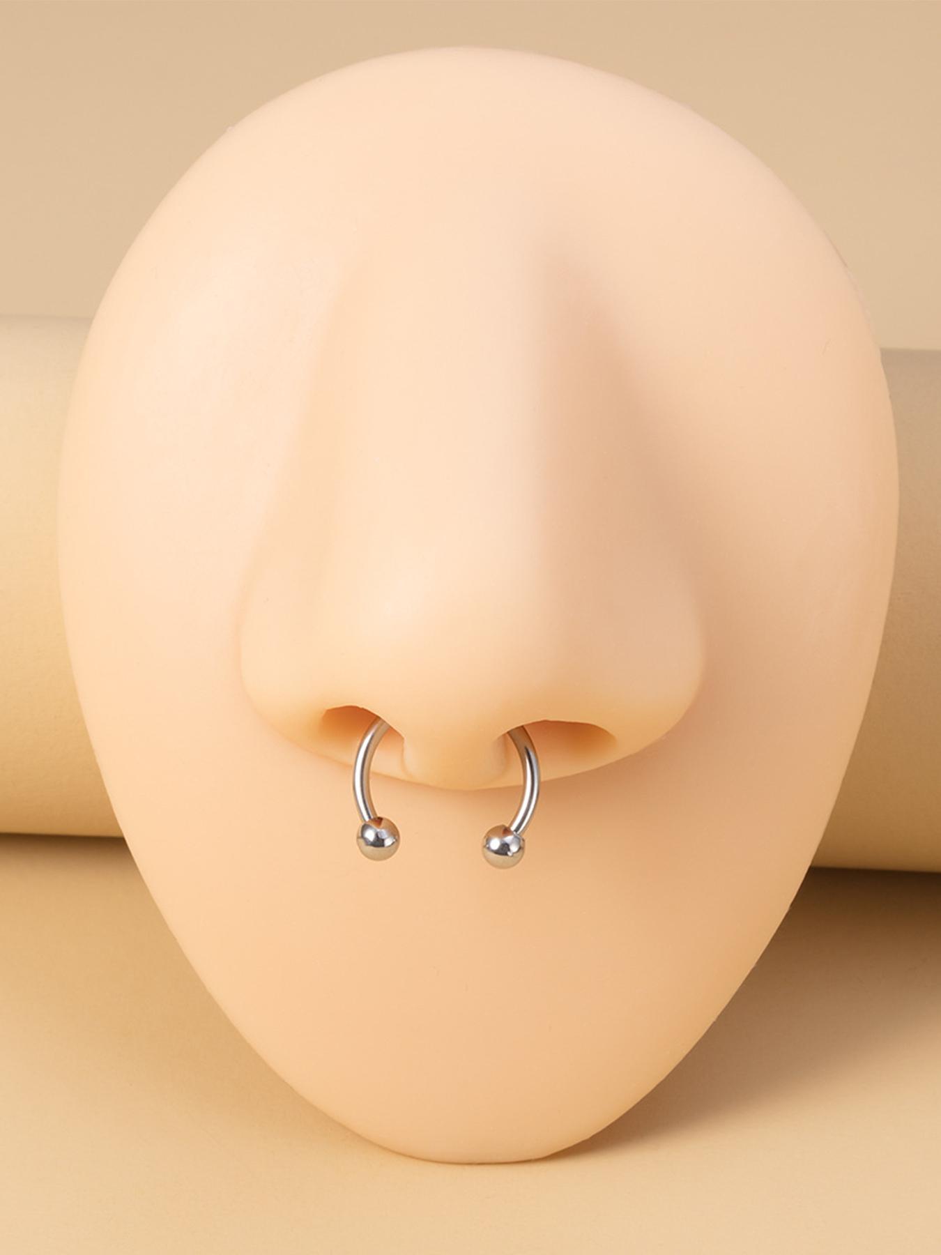 U-shaped Nose Ring, Spiral Nose Ring & Double Ball Lip Nail As Gift for Couple, 36pcs Stainless Steel Nose Rings, Lip Rings, Earrings, Body Piercing Jewelry for Men & Women