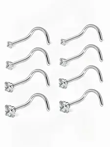 8 Pcs Women's Nose Studs, 20g Hypoallergenic G23 Titanium Alloy, 1.5-3mm Cz Nose Piercing Jewelry, Wedding & Christmas Gift