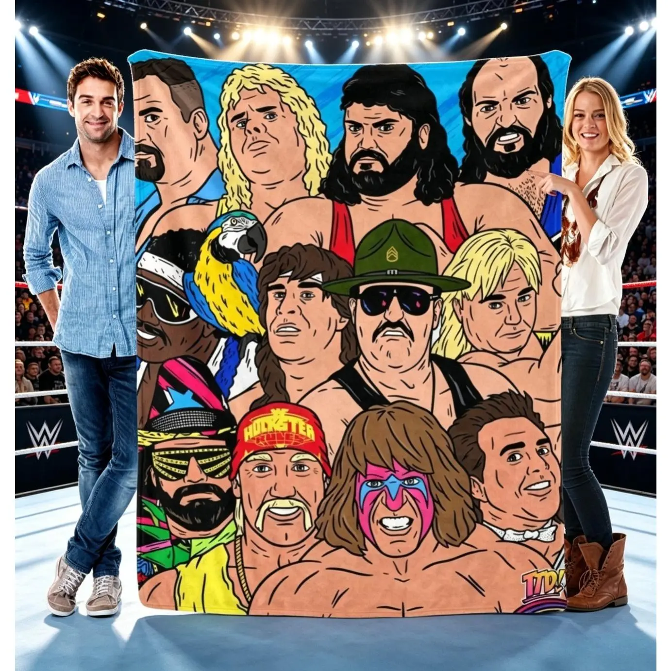 Hulk Hogan & WWE Legends Blanket, Kids & Adult Ultra Soft Flannel Snuggle Blanket, Wrestling Fan Throw Blanket, Huge Cozy Fleece Blanket for Couch Sofa Bed, Air Conditioner Blanket, Man Cave Decor, Birthday Christmas Father's Day Gift gaming room decor