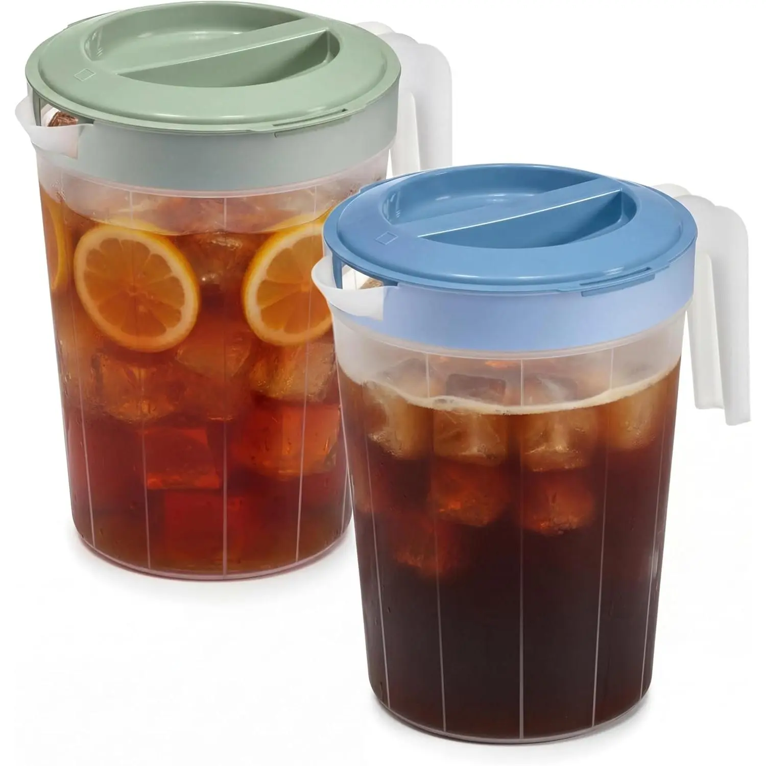2-Pack 1-Gallon Plastic Pitchers with Lids – Iced Tea Pitchers with Twist Cover BPA-Free, Dishwasher & Freezer Safe, Ideal for Water, Juice & Fridge Storage