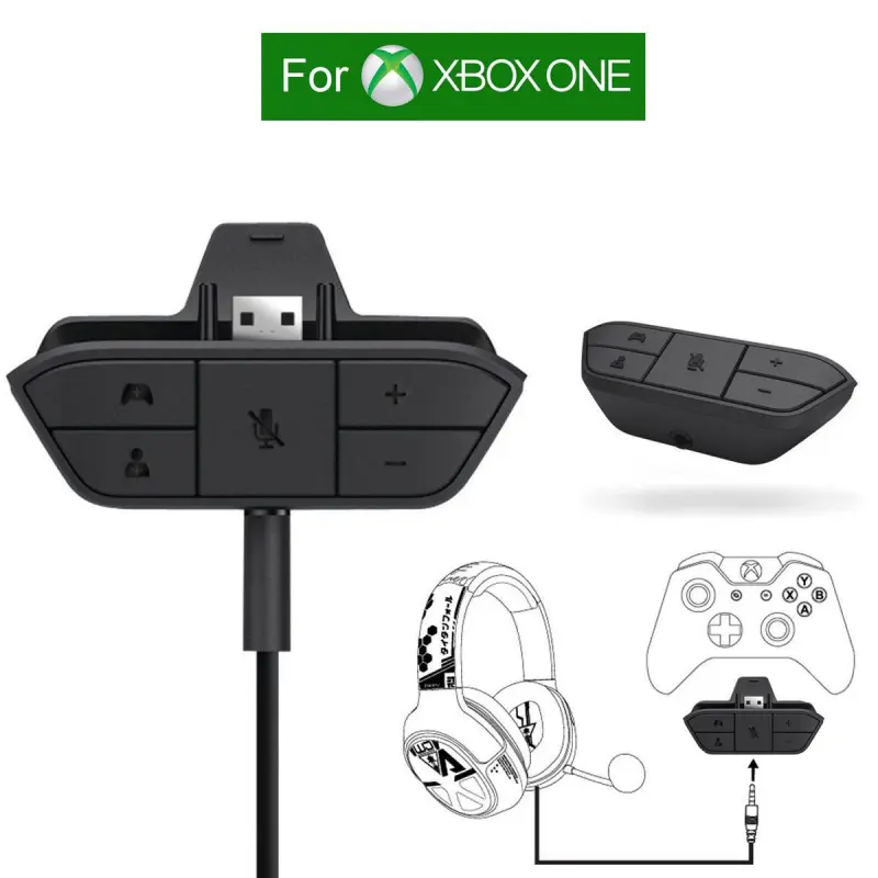Xbox One Controller Headphone Adapter 3.5mm Audio Converter Game Chat Balance   Xbox One Stereo Headset Adapter 3.5mm Audio Jack Converter For Controller, Black, Gaming Console Accessories