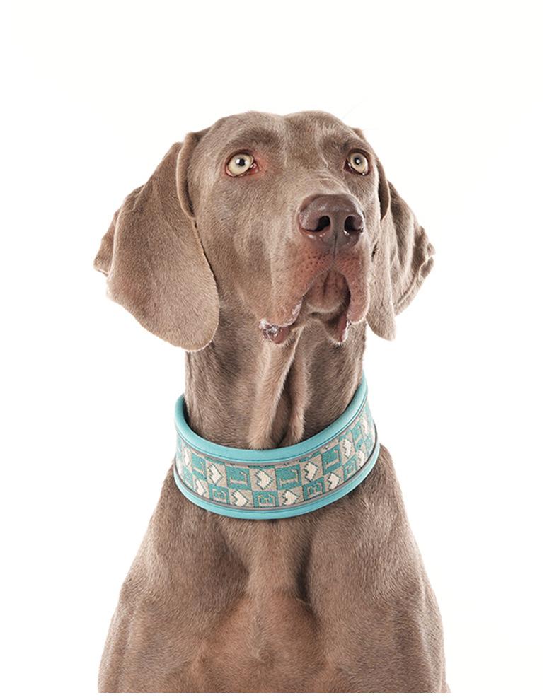 Boho Western Dog Collar, Adjustable Breathable Padded Pet Collar with Reflective Thread for Medium Large Dogs