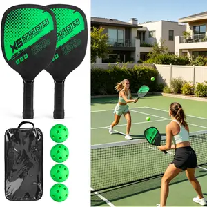 Complete Pickleball Set 2 Light Weight Wooden Pickleball Paddles 4 Green 26 Holes Pickle Balls Storage Bag Pickleball Racket Kit for Men Women Teenagers Indoor Outdoor Backyard & Professional Court Recreation Play