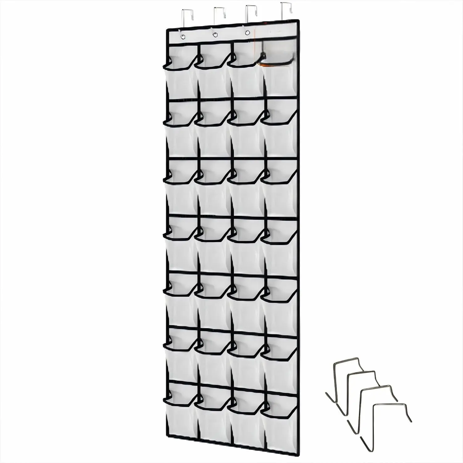 Over the Door Shoe Organizer 28 Pockets Clear  Shoe Rack for Door and Wall Large Storage Shoe Holder  for  Shoes Organizer White