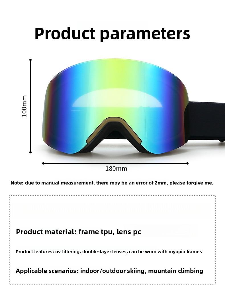 New magnetic ski goggles, cylindrical ski glasses, anti-fog, for adults, outdoor skiing and mountaineering, ski mask