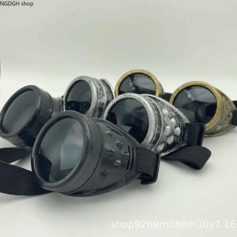 Unisex Vintage Goggles - Adjustable Strap Metal Frames Multiple Colors Steampunk Welding Motorcycle Glasses, Retro Sunglasses for Outdoor Wear, Cosplay Party & Daily Eye Protection, Retro Look, Steampunk Theme