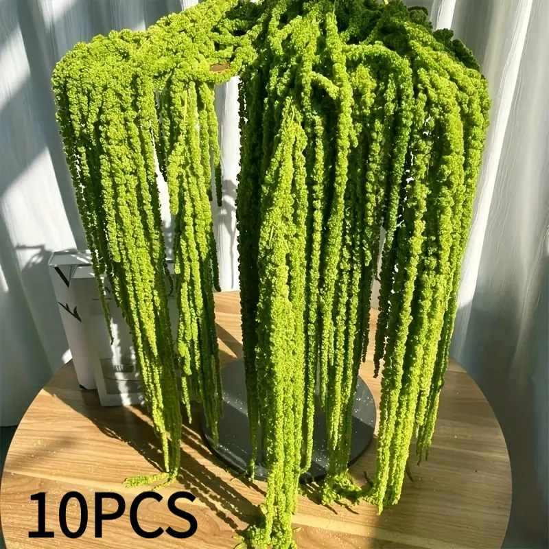 10 Artificial Amaranth Flowers - Elegant Green Wisteria Hanging Flowers, Suitable for Bohemian Home, Pie, Wedding Center, Christmas, Valentine's Day, Outdoor Garden Decoration, Photography Props, Bridal Bouquet Accessories, Wedding Center Decoration