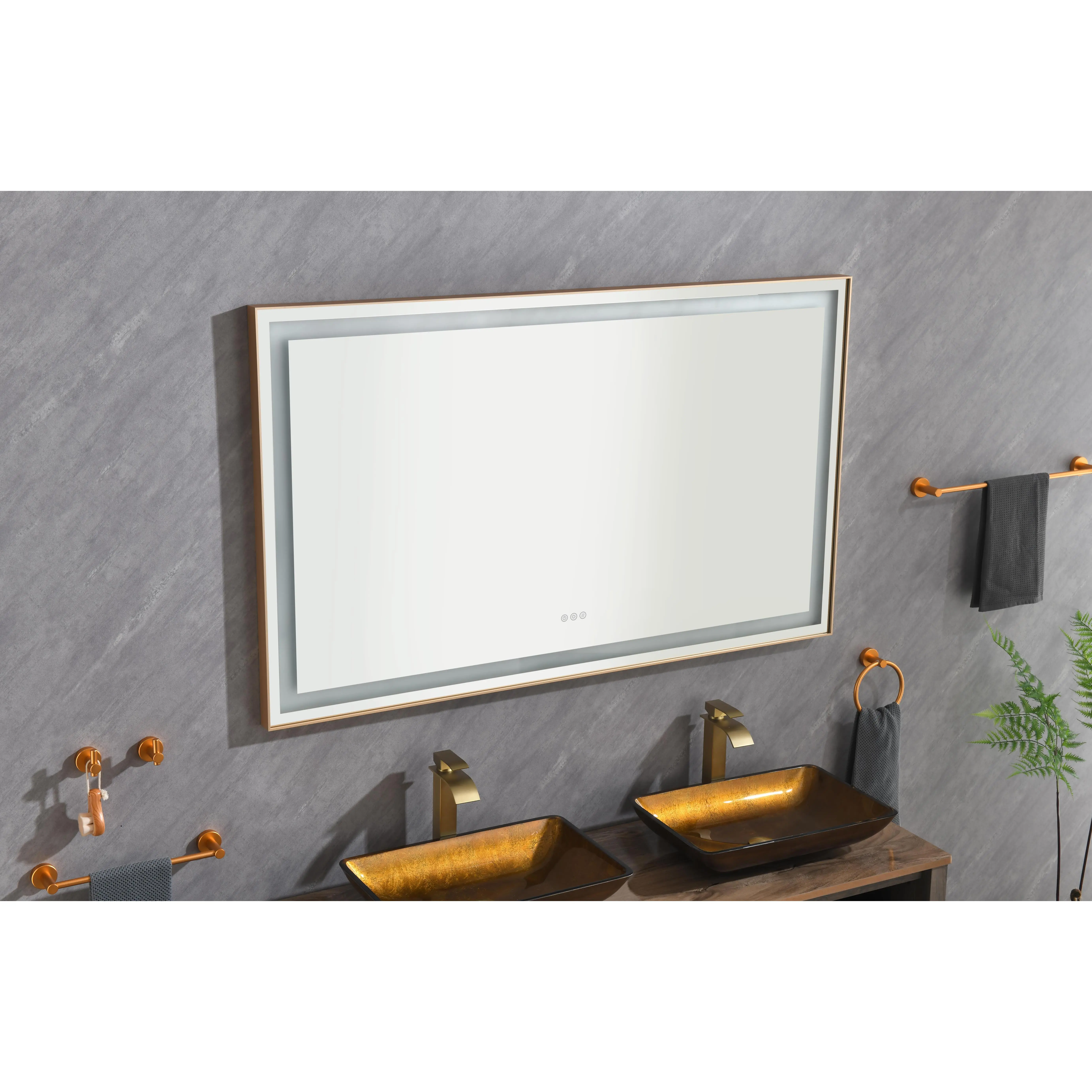 Nokaa 60 x 36 Inch LED Bathroom Mirror Wall Mounted Vanity Mirror with Aluminum Frame, Anti-Fog, Memory, 3 Color Lighting, Stepless Dimmable, Large Illuminated Makeup Mirror for Bathroom, Multiple Size Options, Bathroom Furniture for Vanity Area
