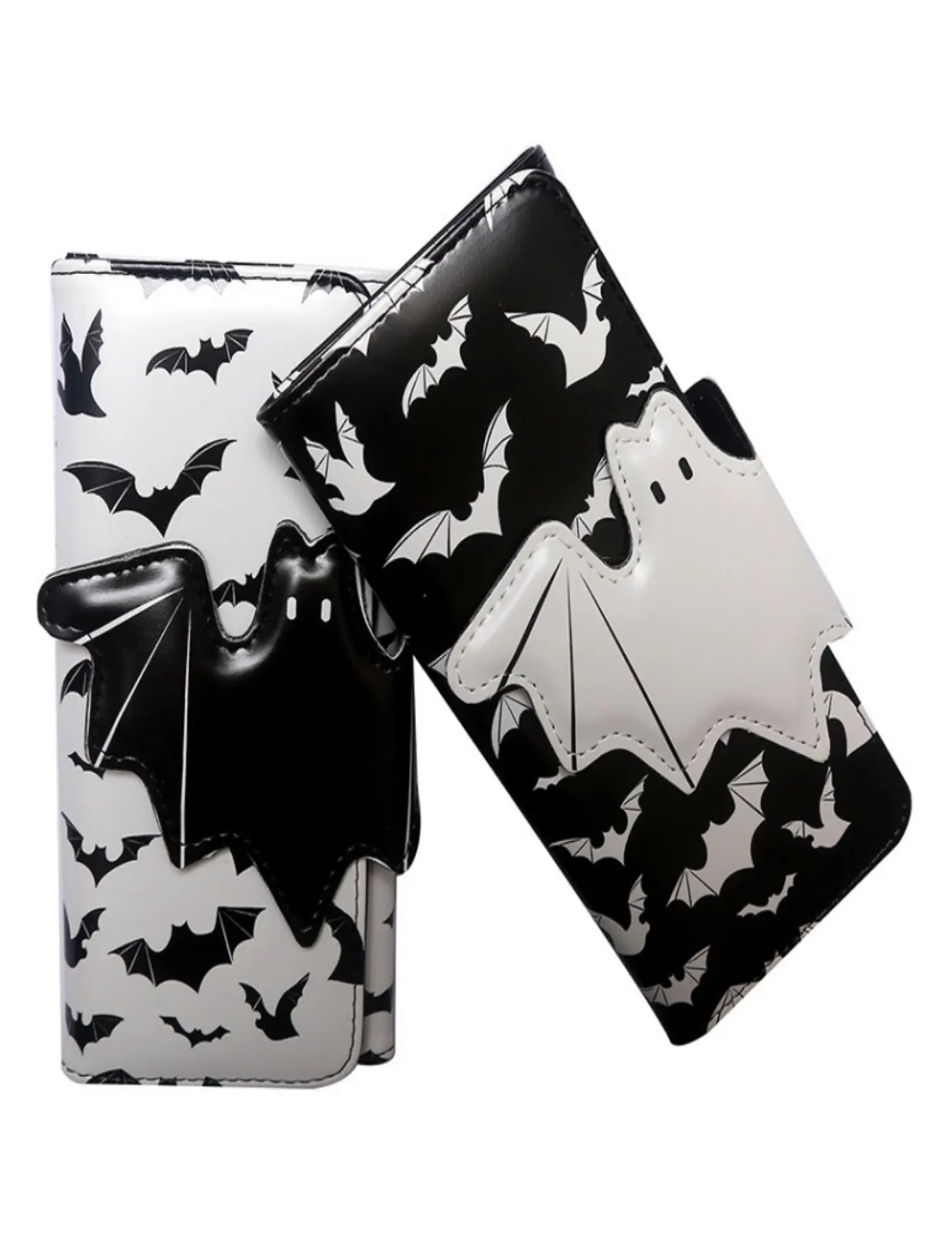 Vintage Bat Long Wallet, Halloween Foldable Handheld Wallet, Large Capacity Card Slot and Coin Pouch, Unisex Festival Accessory