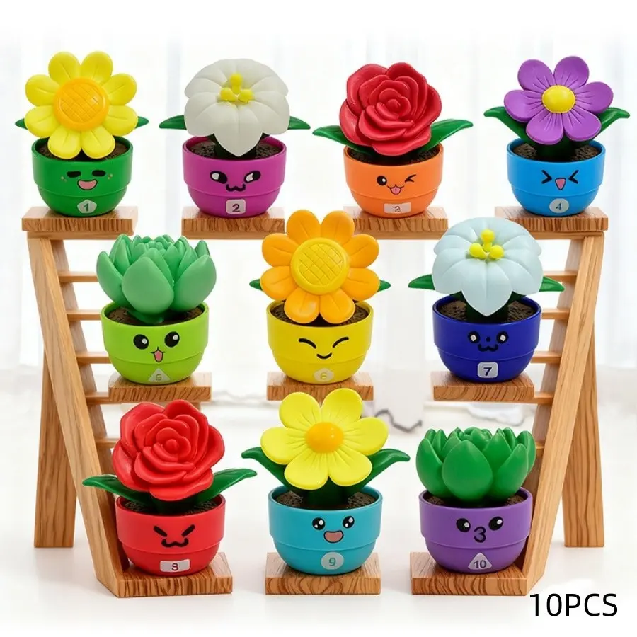 5 Sets Flower Garden Toys, Kids Gardening Building Toy, Color Shape Sorting & Matching Game, Stacking Sensory Learning Toys,  Home Decor, Birthday Gift,Christmas Gift