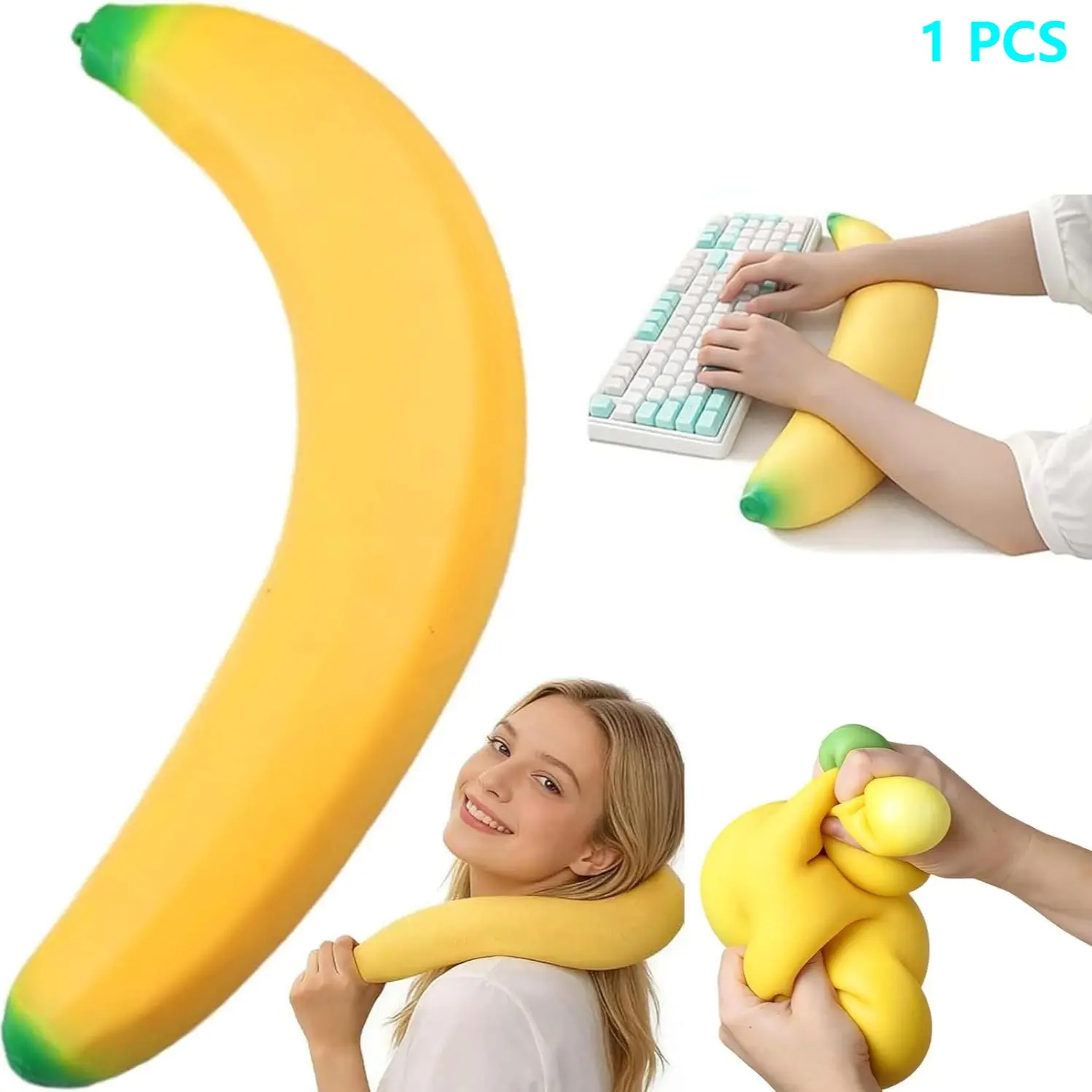 18In Giant Banana Squishy Jumbo,Big Banana Squishy Realistic Bananas  Soft Squishys Slow Rising Stress Ball for Anxiety Stress Party Favors Stress Relief Squishy
