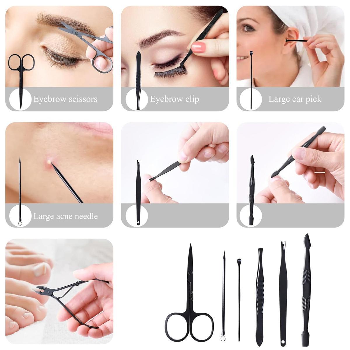 24Pcs Stainless Steel Nail Clipper Set with Storage Case,Stainless Steel Nail Clipper Kit,Professional Manicure & Pedicure Tool Set,Nail Cutter Kit Wallet,Nail Care Tool for Home & Travel, Body Care Products, Nail Supplies,Chrismas Gift New Year Gift