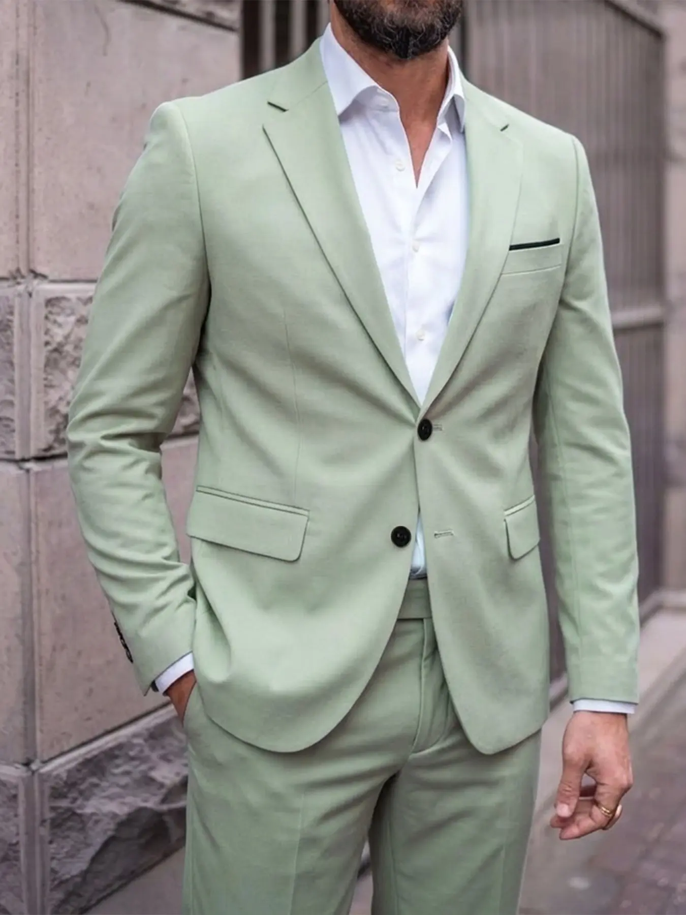 Men's Fall Suit Two-Piece Set, Italian Light Business Blazer, Slim Fit Conical Pants, Wrinkle-Resistant Fabric, Perfect for Weddings and Casual Wear