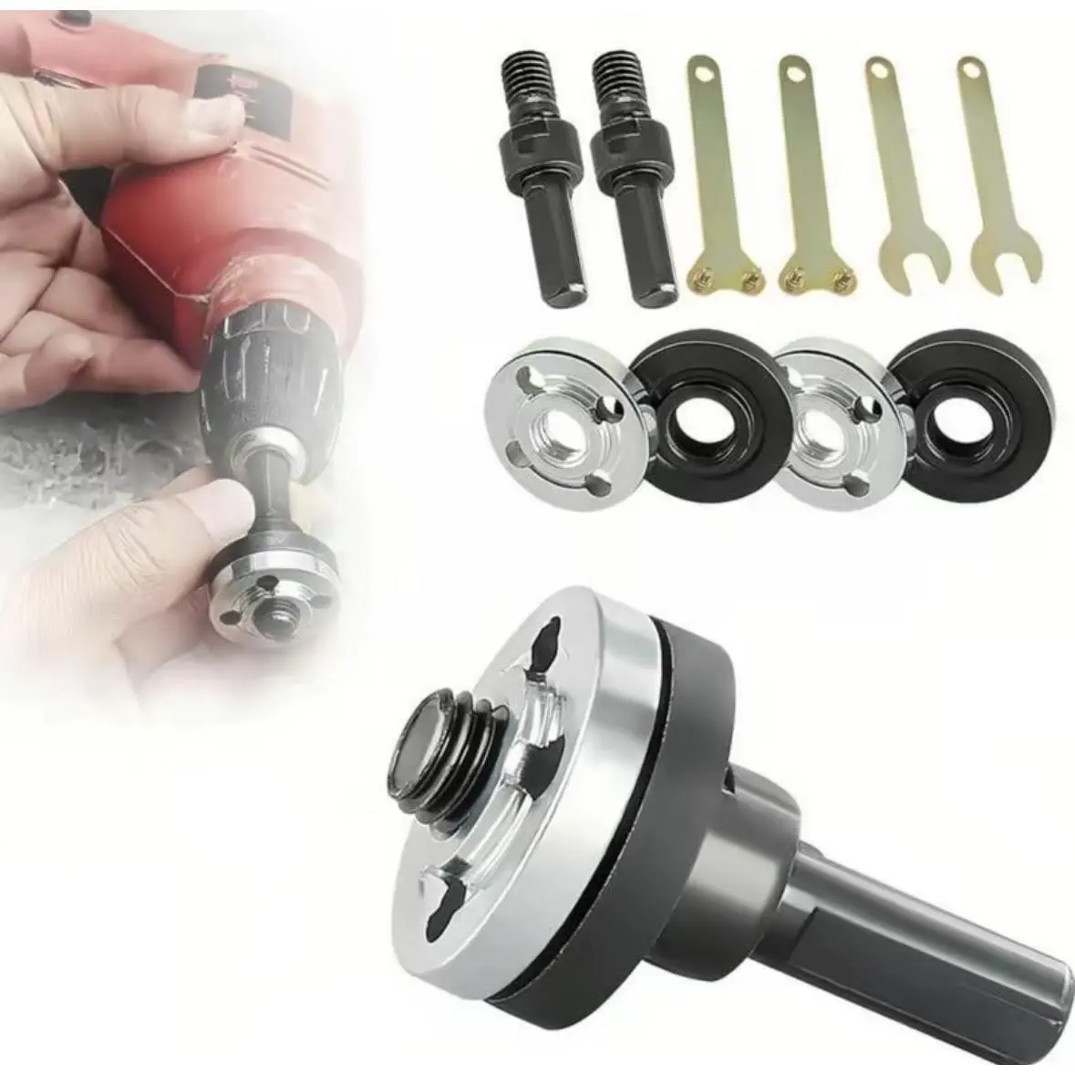 2 Set Connecting Rod Kit with Wrench Variable Shaft Coupler Converter Tool,Electric Drill Conversion Angle Grinder Adapter,10mm Arbor Mandrel Adapter,Adapter Set for Most Small Angle Grinder.