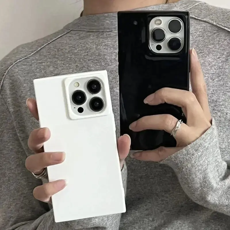 Luxury Soft Square Shape TPU Plastic Phone Case - Shockproof, Bright Candy Color Vintage Fashion Cover, Multi-Model Mobile Phone Accessory for iPhone Series 17 Air, 17, 16, 15, 14, 13, 12 Pro Max Plus (iOS Compatible), Fits Ios