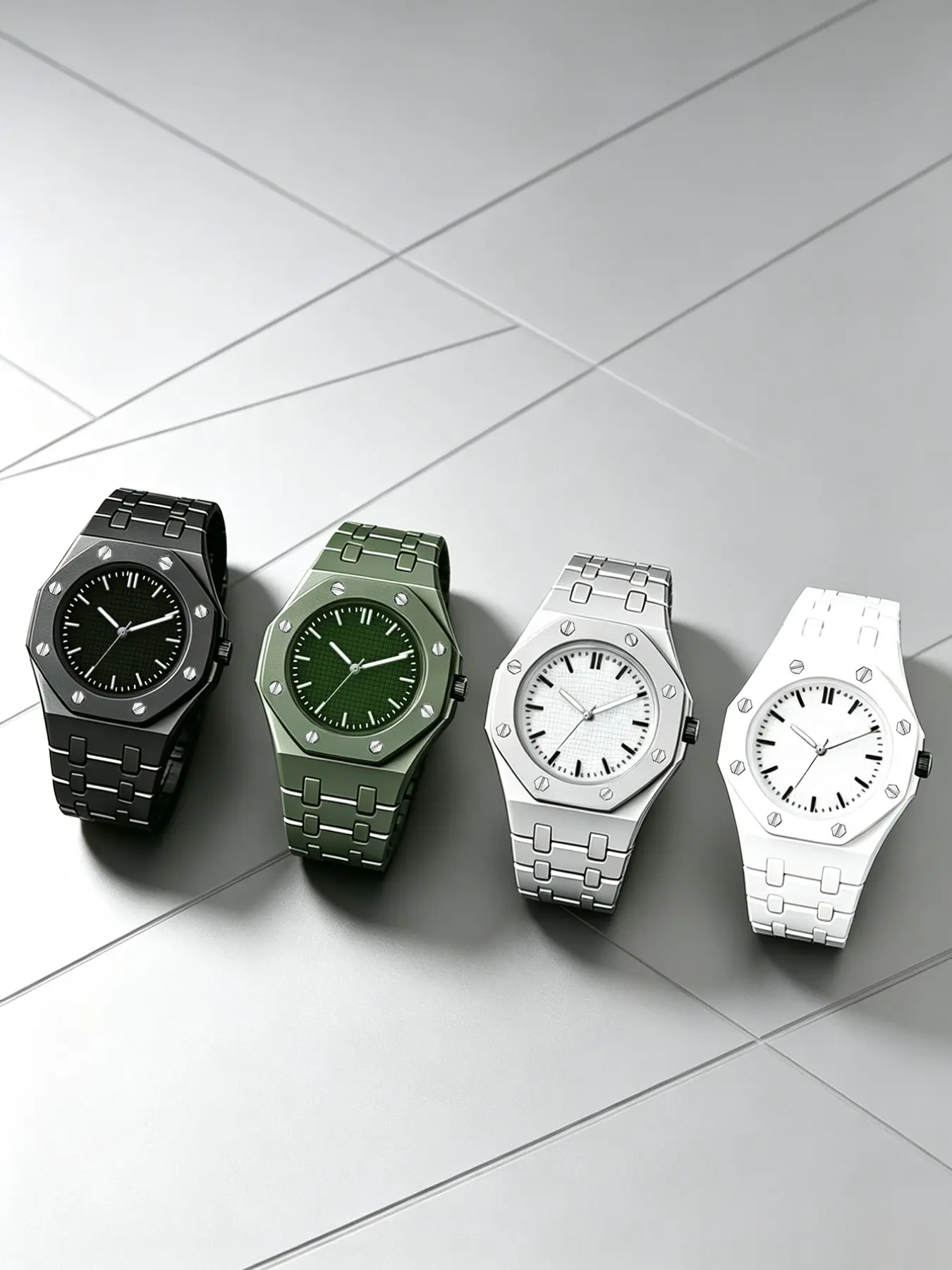 4pcs Men's Plastic Quartz Watch Set, Casual Round Dial Analog Face, Pin Buckle, Hardlex Glass, Perfect for Daily Use, Gifts, Analog Watches