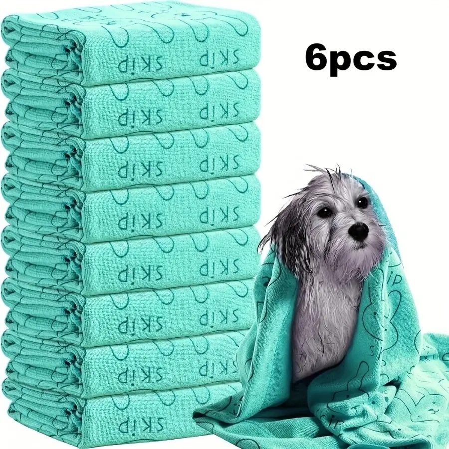 6-Piece Quick Drying Puppy Microfibre Towel - Perfect for Grooming Supplies, bathing and haircuts with strong polyester for small, medium and large dogs