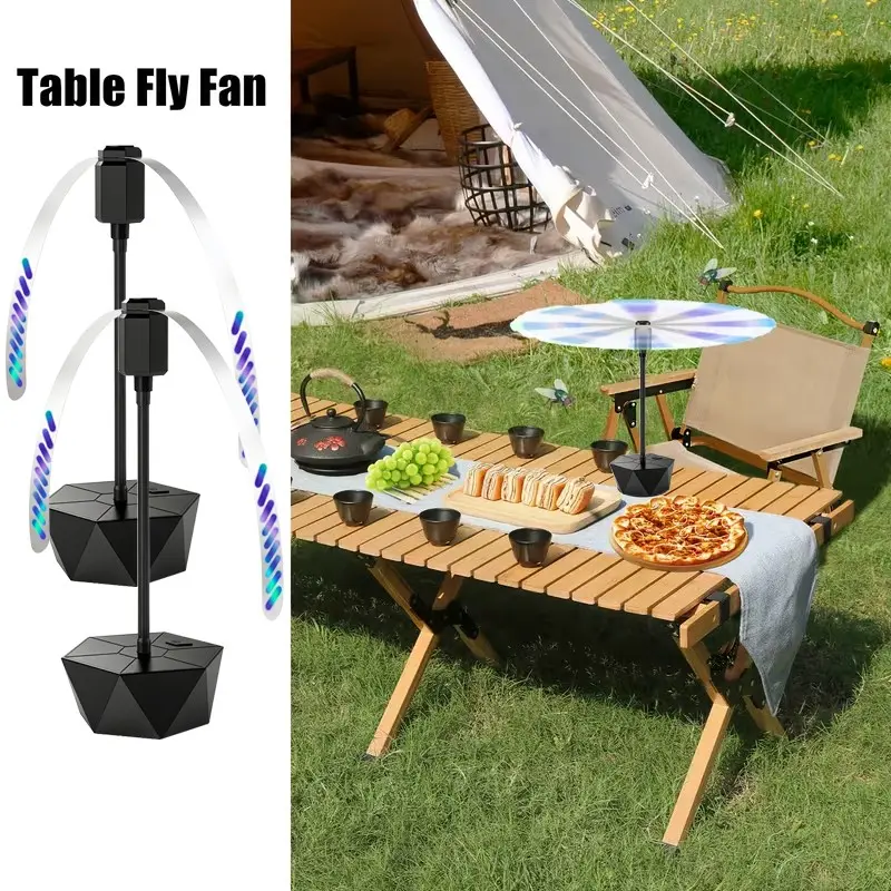2pcs Fly Fans for Tables, Effective Electronic Pest Repellent Fly Repellent Fan with Soft Blades Keeps Flies Away, Retractable Foldable Electric Fly Fan Portable Fly Fan for Picnic, BBQ Portable Fly Fans Keep for Your Food Clean