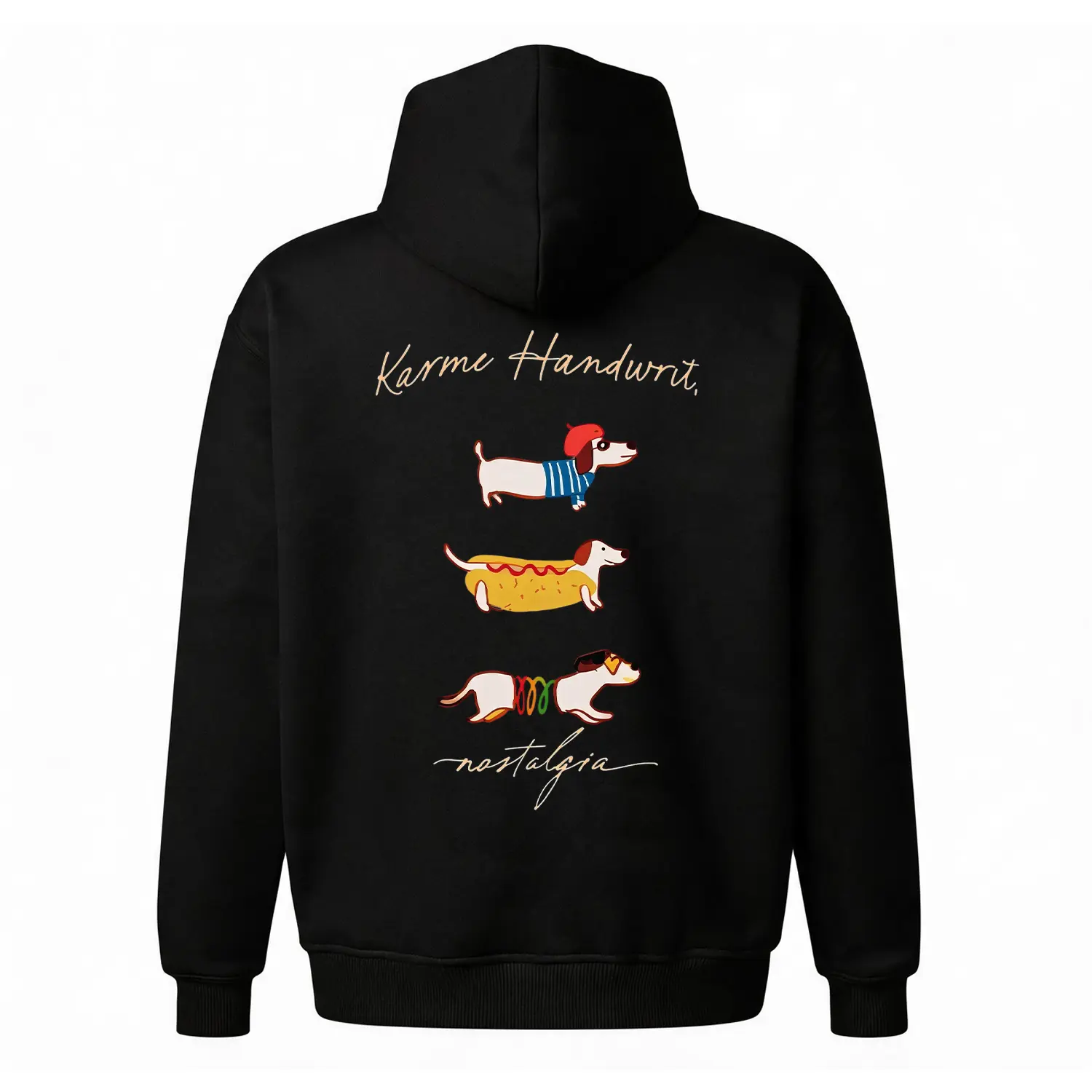 Cute Dachshund Graphic Hoodie |   Minimalist Dog Art Back Print |   Oversized Grey Unisex Fleece Sweatshirt |   Trendy Aesthetic Casual Wear ? ✨