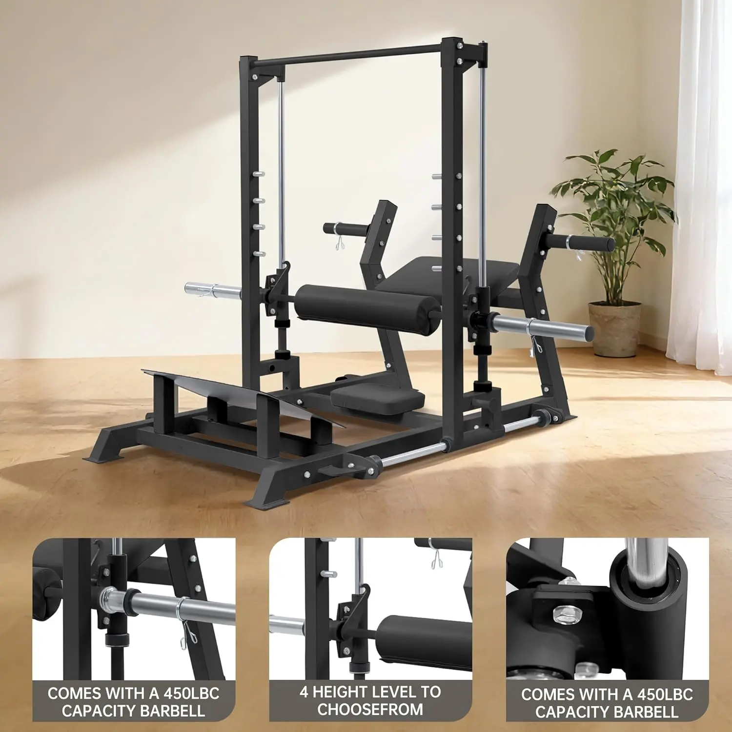 Garvee Hip Thrust Machine 770 LBS, Heavy Duty Plate Loaded Glute Bridge Machine w/ Band Peg & Weight Holder, Butt Exercise Equipment for Home Gym Glute Building